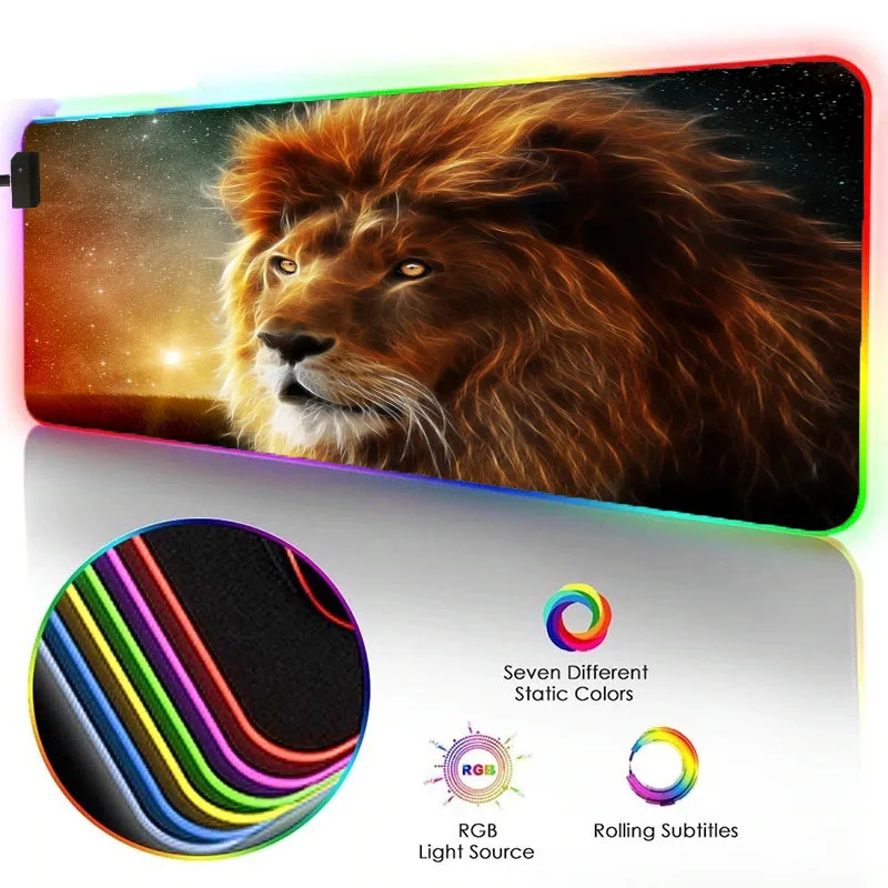 

XGZ Large Mouse Pad Animal Lion RGB Gaming Mouse Pad LED Luminous Color Lighting Wireless Charging Mouse Pad Desk Mat