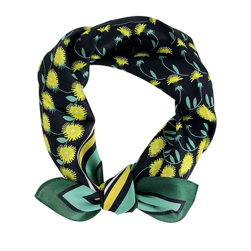 

2020 Brand 100% Pure Silk Scarf Women Neck Hair Fashion Foulard 53cm Square Headband Hijab Print Poncho Scarves Bandana 53cm