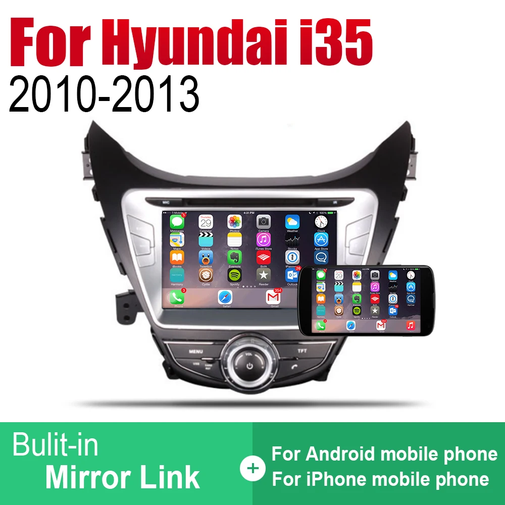 Автомагнитола ZaiXi на Android 2 Din с DVD для Hyundai i35 Elantra flutic 2010 ~ 2013 автомобильный