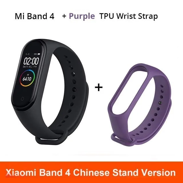 Xiaomi MiBand 4 1 S Смарт-браслет с сенсорным экраном для Android IOS 1 S фитнес Xiaomi Mi Band 4 - Цвет: add purple strap