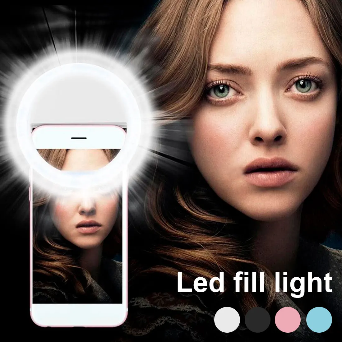 

Portable Mobile Phone Light Clip Selfie LED Auto Flash For Cell Phone Smartphone Round Portable Selfie Flashlight Makeup Mirror