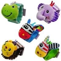 0-3Y 1pc Soft Wrist Bed Toy 5Colors For Newborn Baby Kawaii Infant Stroller Rattles Cute Cartoon Animal Plush Toy Wristband