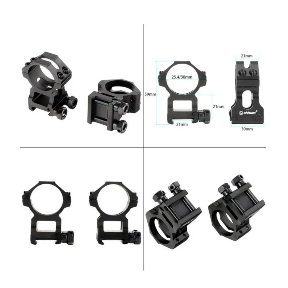 

ohhunt Rock-Solid 25.4mm 30mm Scope Picatinny Rings Hunting Tactical Riflescopes Mounts With Top Rail For AK 47 AR15