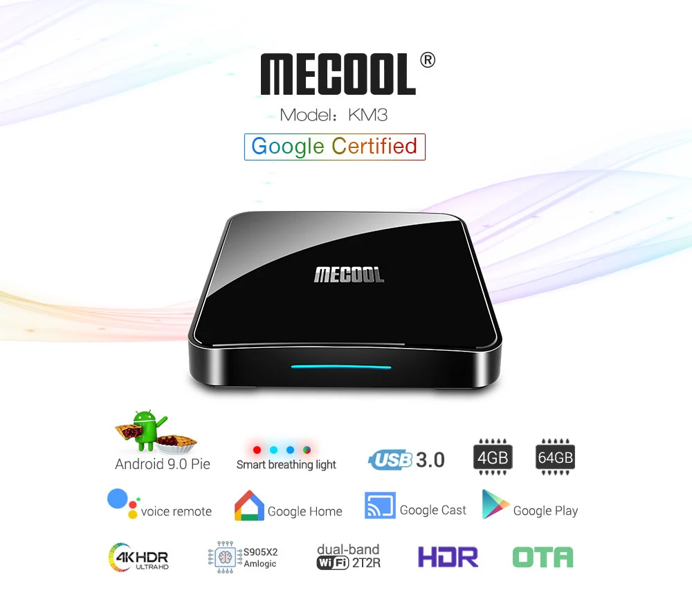Google Сертифицированный Android 9 0 ТВ-бокс Mecool KM3 A TV 4G 128G S905X2 2 4G/5G двойной WiFi