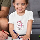 Топы для девочек аристократы Disney, белая детская одежда с принтом Мари, кошки, уютная простая домашняя детская футболка, мультяшная Милая стильная рубашка для девочек