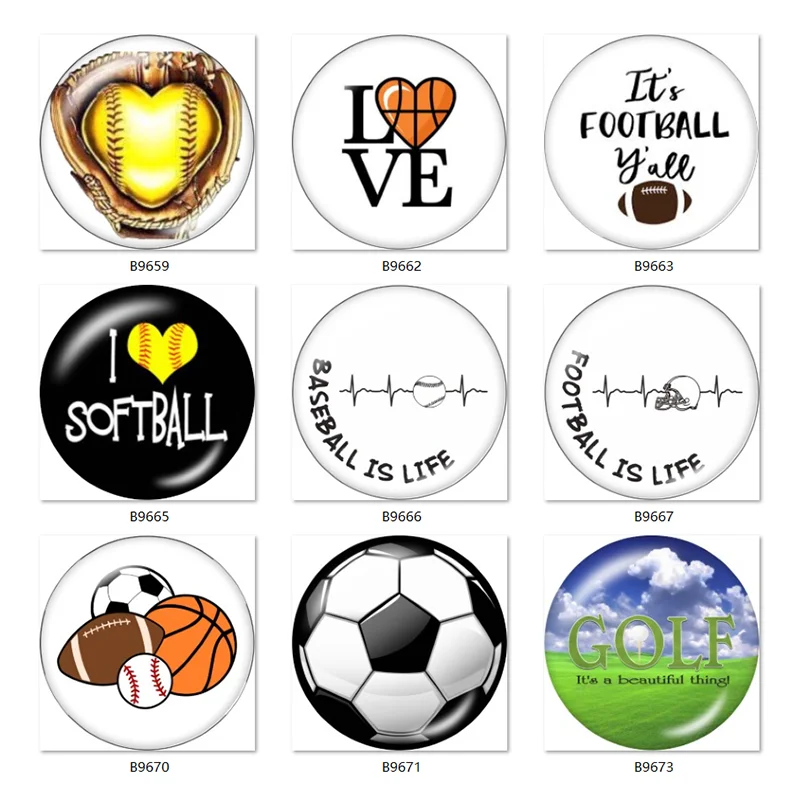 Софтбол для футбола гольфа 10 шт. Смешанные Круглые Стеклянные Кабошоны фото 12