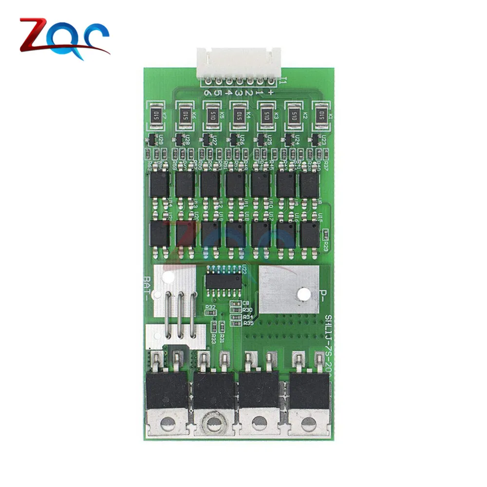 Защитная плата BMS 7S для литий ионного литиевого аккумулятора 18650 24 В 20 А