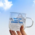 Стеклянная чашка Ins с синими буквами Say Love, термостойкая чашка для кофе, молока, завтрака, высокое боросиликатное средство, хороший подарок для подруги и жены