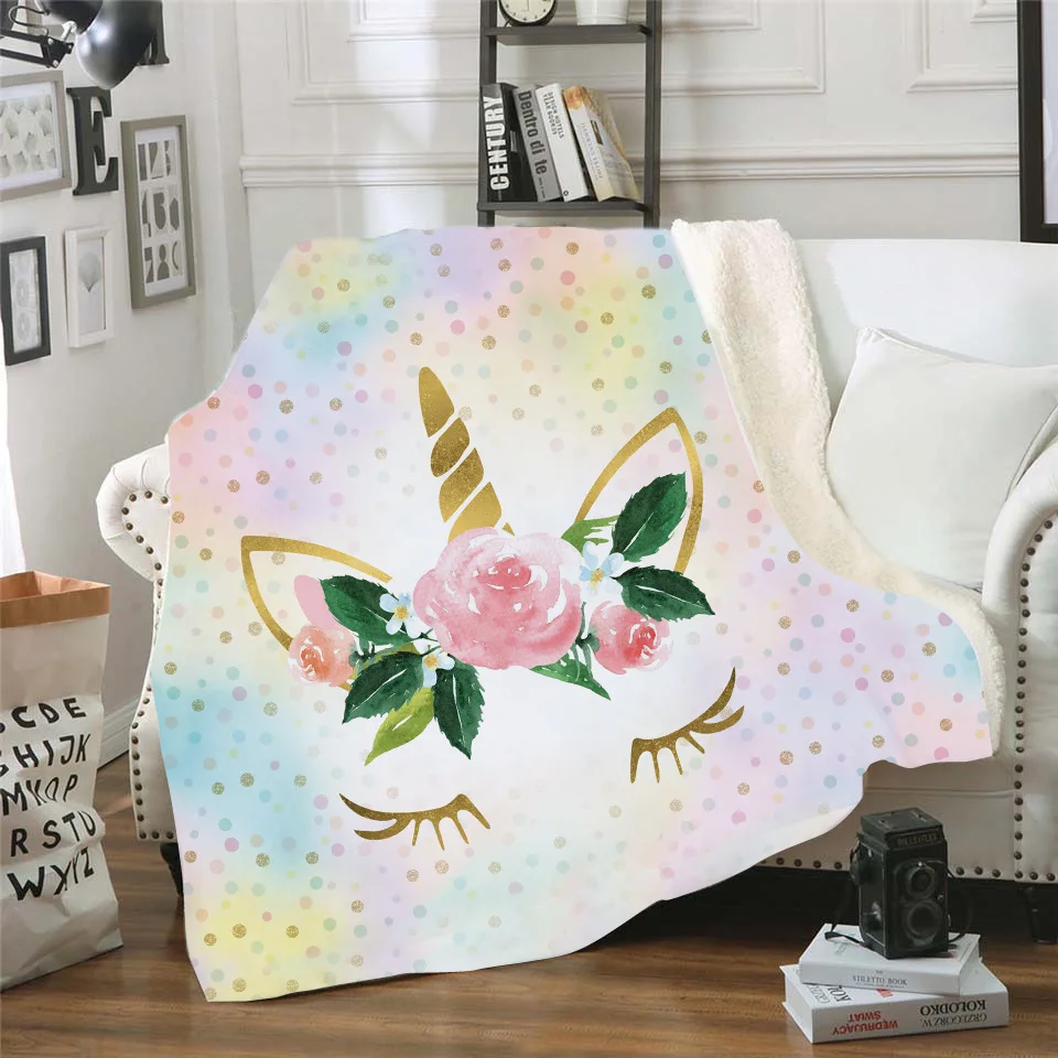 ONGLYP Cute Unicorn Throw Blanket Sherpa Fleece Cozy Bedroom Decor Blankets Plush Thicked for Sofa Couch Bed | Дом и сад