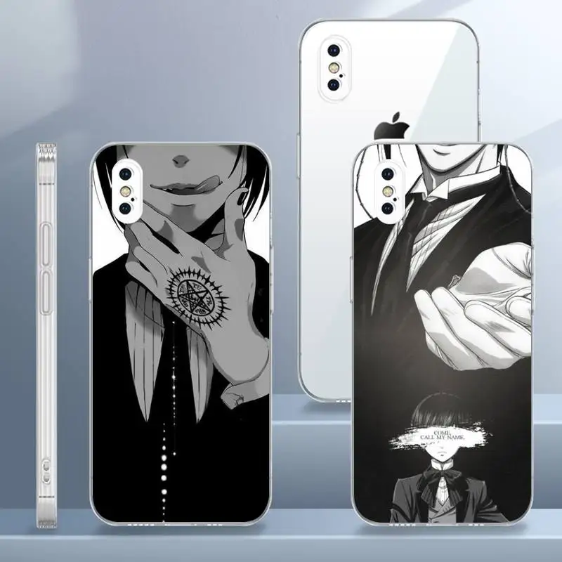 

Black Butler Anime Cartoon Japanese Phone Case Transparent For iPhone 13 12 Mini 11 Pro X XR XS Max 7 8 6 6s Plus SE Cover Funda