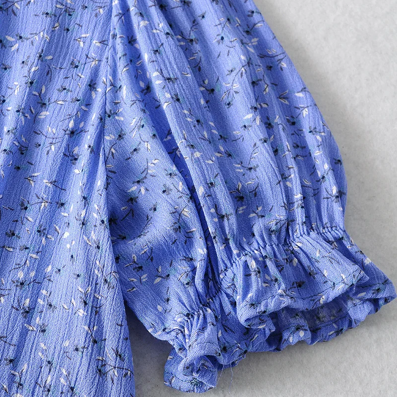 

Summer Elegant high waist A Line Dress V Neck Floral Print Mini Dress Flare Short Sleeve Women Casual Style Sun dress Chiffon