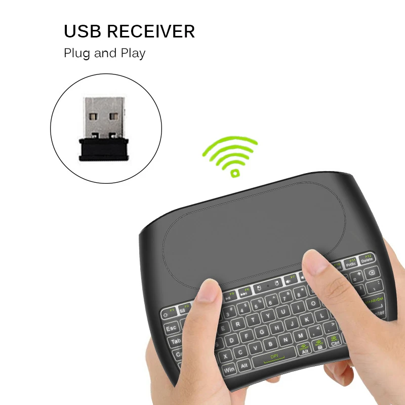 Мини 2 4 ГГц Беспроводная клавиатура Air mouse тачпад контроллер красочная подсветка