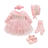 newborn baby girl dresses clothes for 0 3 month set party birthday dress outfits 0 1 years shoes tights long socks christening