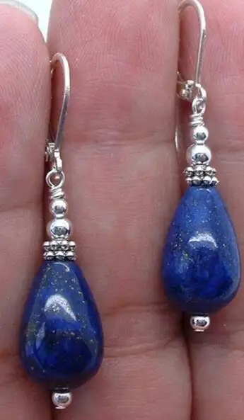 Ювелирные изделия нефритовая серьга ручной работы капли синий лазурит