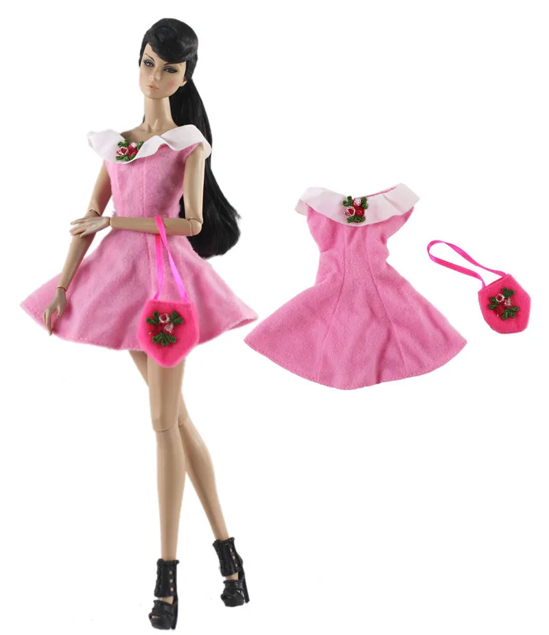 

Fashion Pink Dress Outfits for Barbie CD FR Kurhn BJD Doll Clothes Accessories Dollhouse Role Play