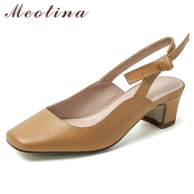 Женские туфли лодочки Meotina из натуральной воловьей кожи на толстом высоком