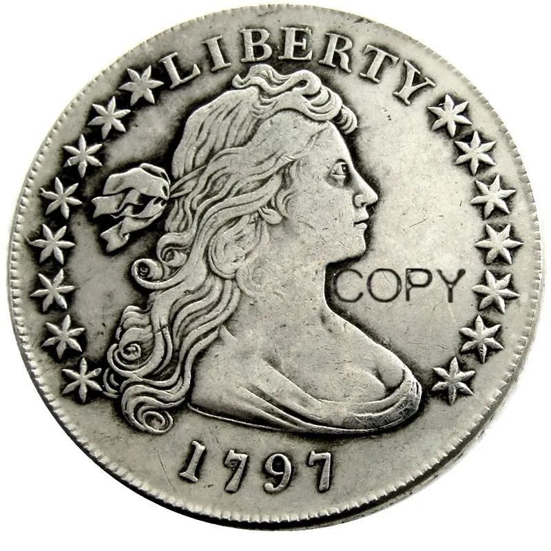 Соединенные Штаты Америки 1797 Liberty латунь с посеребренным буквенным краем реплики монет