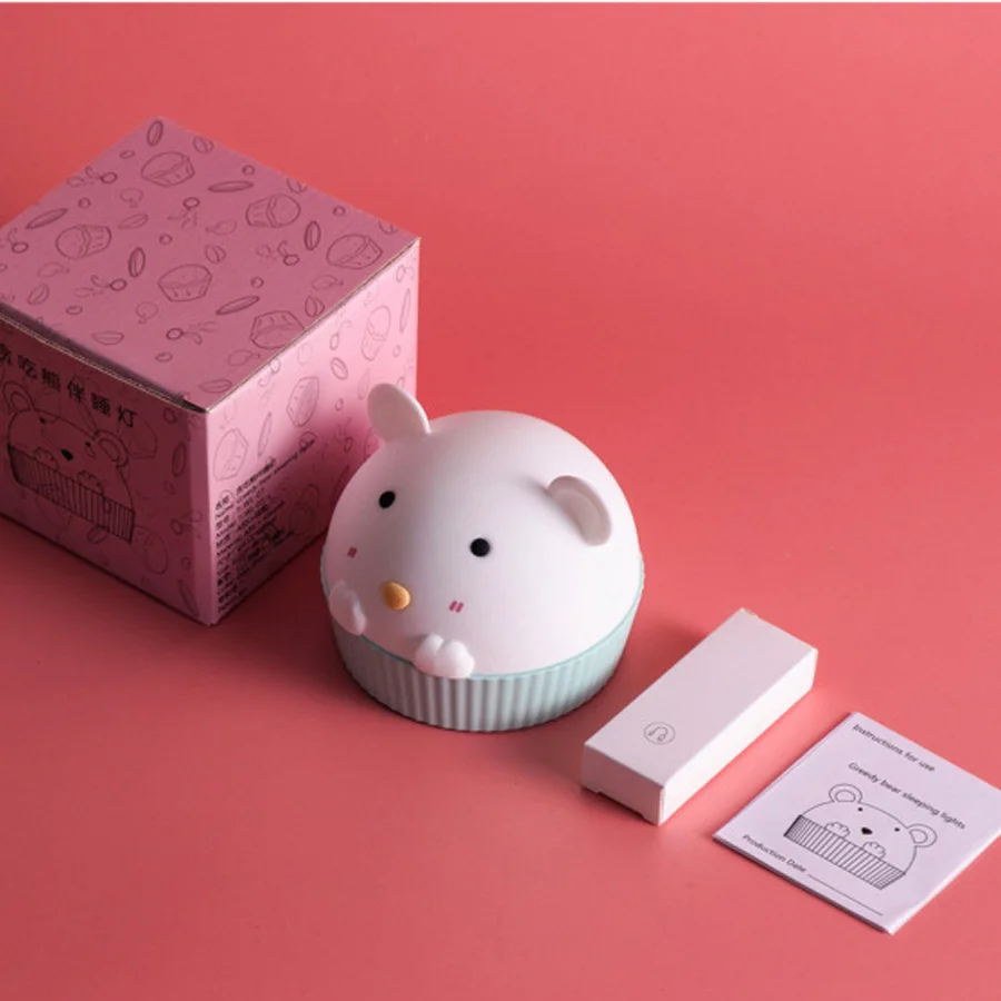 

Creative greedy bear sleeping lamp children's bedroom cartoon Nightlight regular off desktop USB charging table lampA344