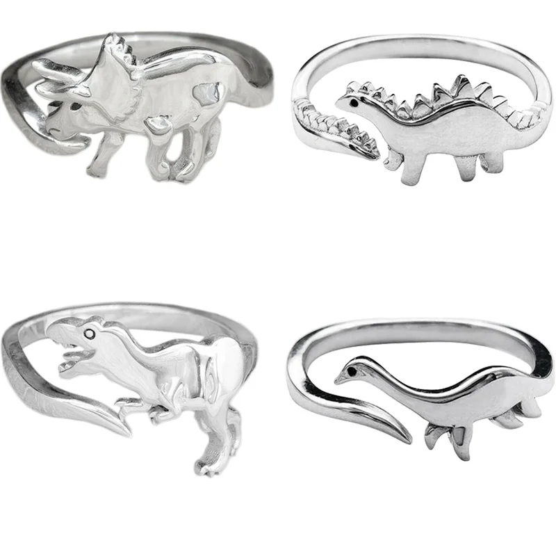 

Dinosaur Rings Cute Ring Silver Color Opening Adjustable Rings Best Love Gift Design Animal Dainty Finger Ring for Women Men