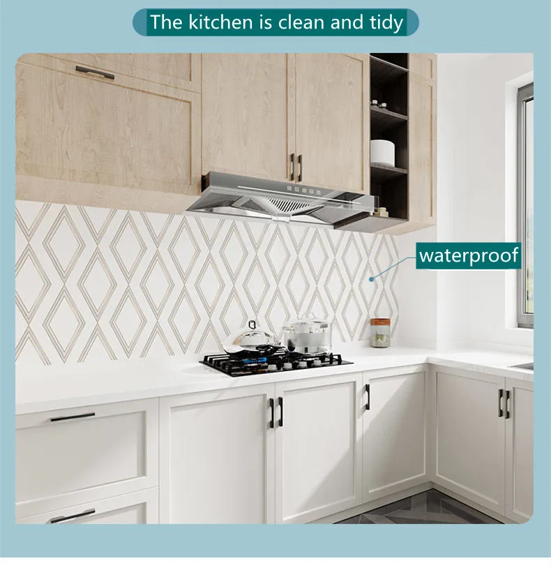 

PVC Kitchen Wallpaper Oil Proof Vinyl Self-adhesive Tabletop Furniture Decorative Film Refurbished Cabinet Waterproof Roll