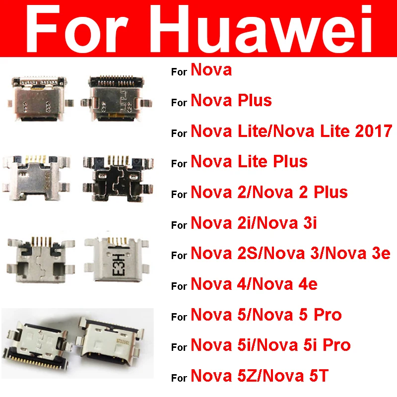 USB-порт для Huawei Nova 2 3 4 5 Lite Plus 2017 2i 3i 2s 3e 4e 5i Pro 5ipro 5Z 5T