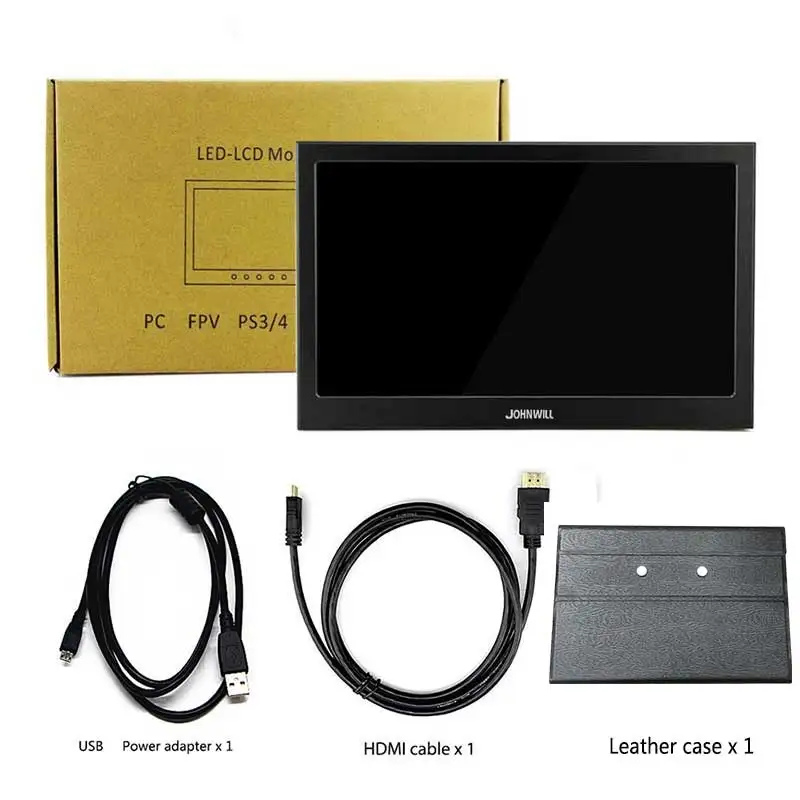 with leather case 11," портативный монитор 1920x1080 ips FHD с HDMI usb-портом питания металлический корпус ЖК-дисплей для PS3/4 Raspberry ноутбука tv box CC tv - Цвет: with leather case