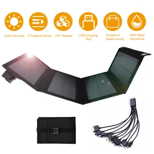 4 панели солнечных батарей Складные 5 в 20 Вт USB панели солнечных батарей портативные складные IP65 водонепроницаемые панели солнечных батарей зарядное устройство мобильное зарядное устройство