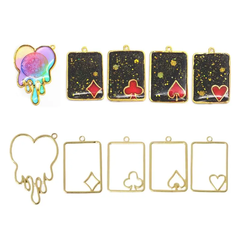 5 шт. карточка для покера плавление сердца металлическая рамка ювелирное изделие