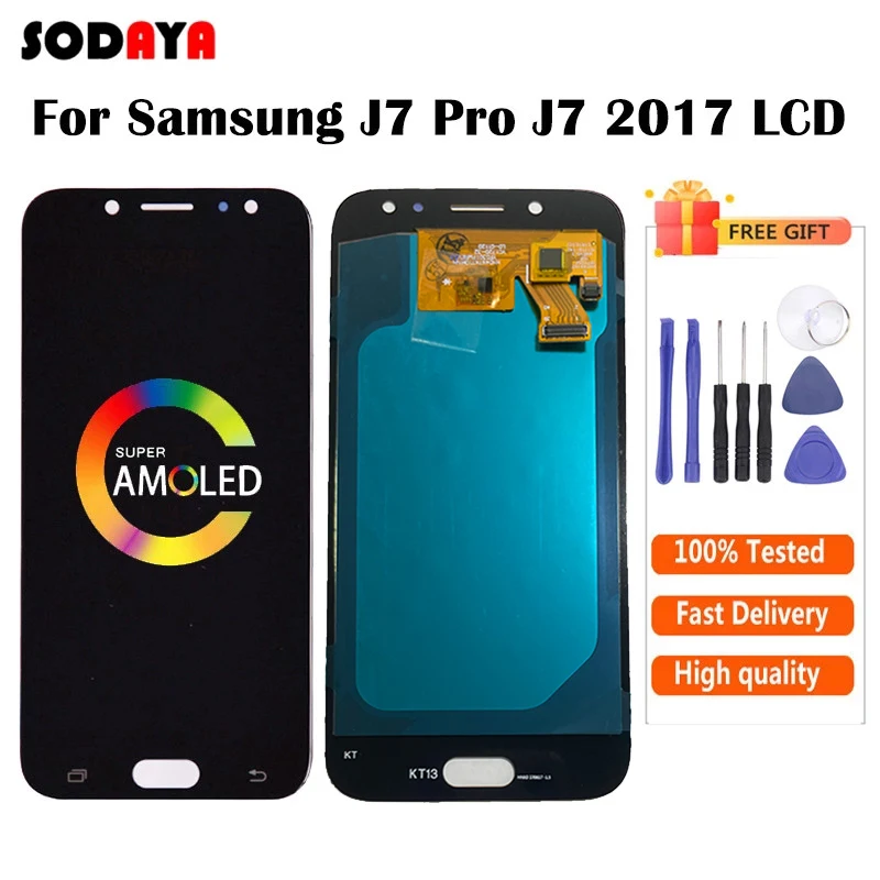 AMOLED J7 Pro Display For Samsung 2017 J730 J730F LCD With Touch Screen Digitizer Assembly | Мобильные телефоны и