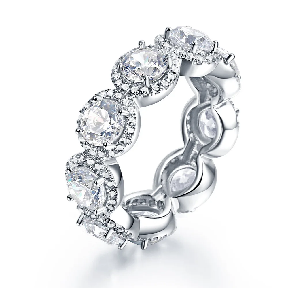 

MLKENLY, классическое обручальное кольцо с овальной бриллиантовой огранкой из фианита, цельный браслет вечности, Настоящее серебро 925 пробы, ко...