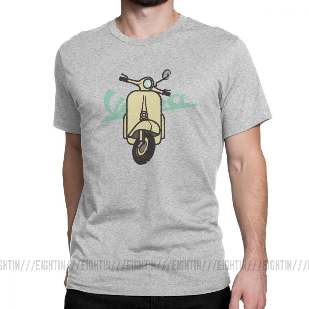 Мужская футболка Vespa, забавная футболка с короткими рукавами, одежда с круглым вырезом, хлопковые классические футболки - Цвет: Серый