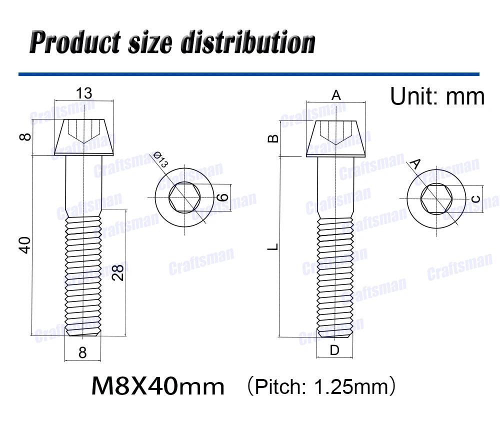 Титановые болты M8 x 15 20 25 30 35 40 70 мм шестигранный ключ с конической головкой винт для велосипеда мотоцикла автомобиля 5 класса титановый болт Ti