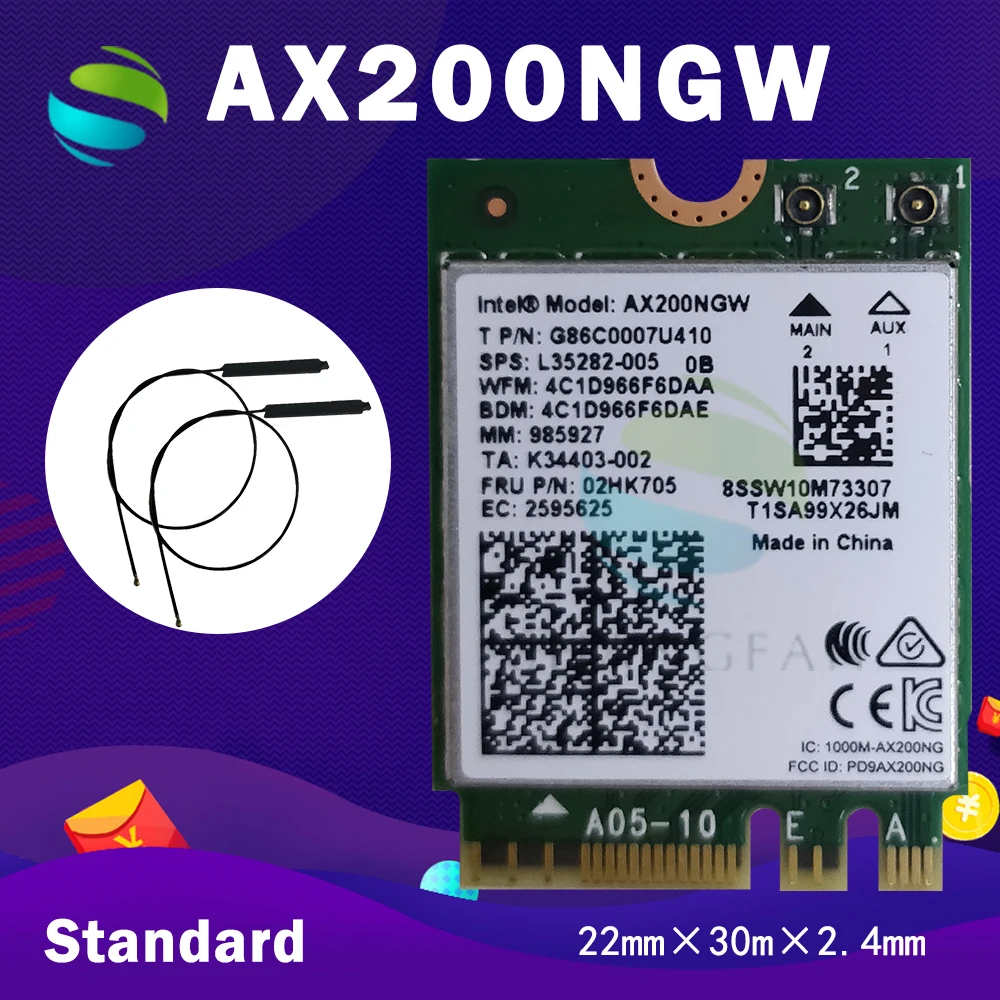 Dual Band 2400 Мбит/с Беспроводной AX200NGW NGFF M.2 Bluetooth 5 0 сетевая карта Wi Fi 2 4G/5G 802.11ac/ax для Intel
