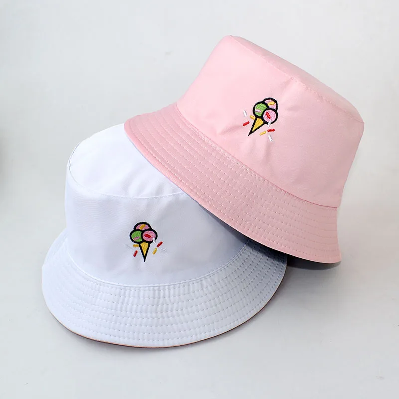 

Bucket Hats Women Letter Embroidered Double-sided Fisherman Hat Korean Style Solid Climbing Outdoor Sunscreen Bucket Hat ZZ-337