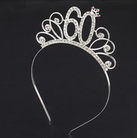 crystal crown rhinestone princess tiara headband birthday party decor cake topper silver 1618213040506080th 50pcslot