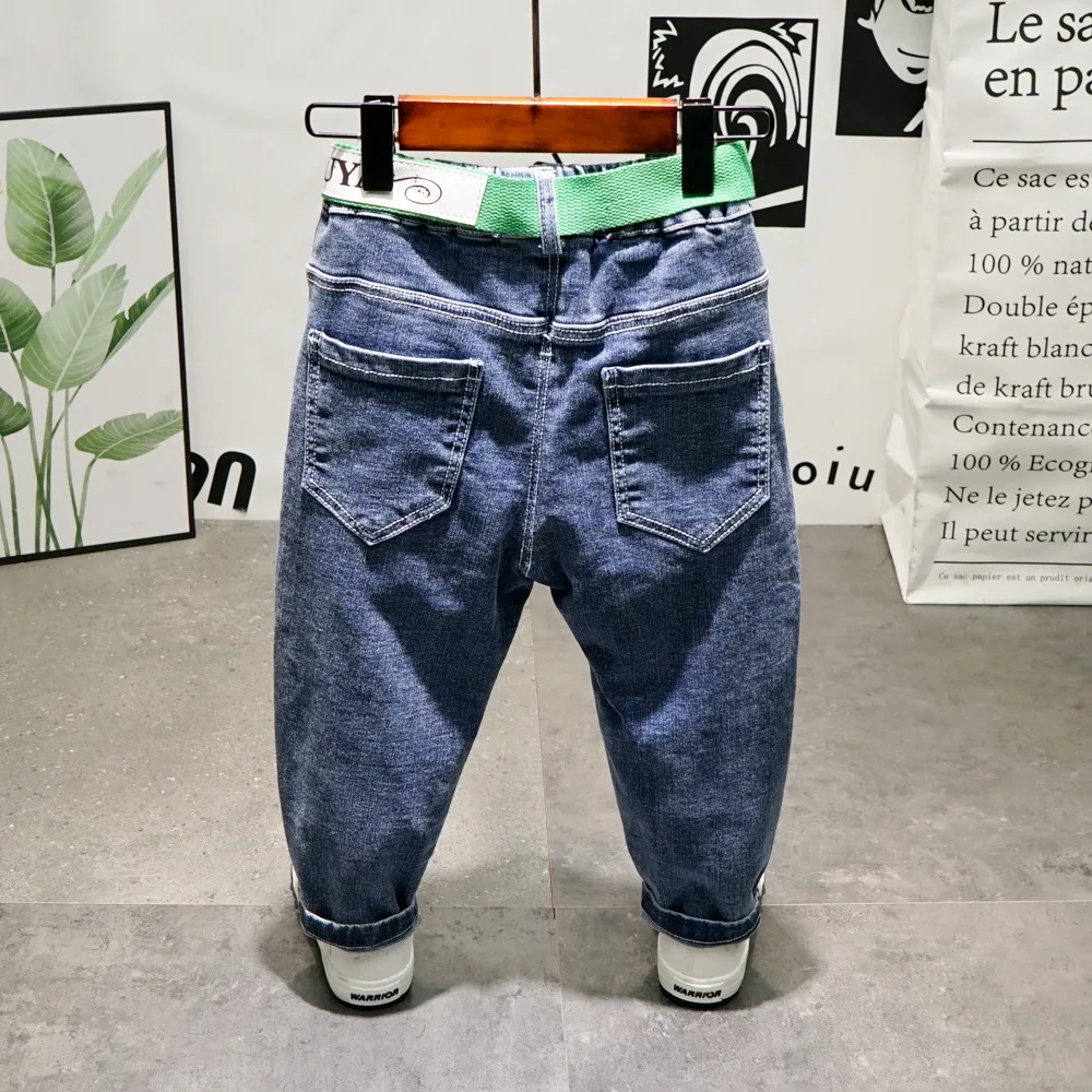 Джинсы для мальчиков джинсовые брюки детская одежда весенне-осенние прямые