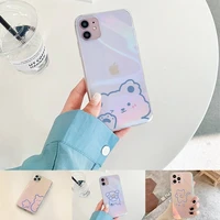 cute bunny bear stick figure phone case for iphone xiaomi redmi 7 8 9 11 12 10 s x xs xr mini pro max plus laser transparent