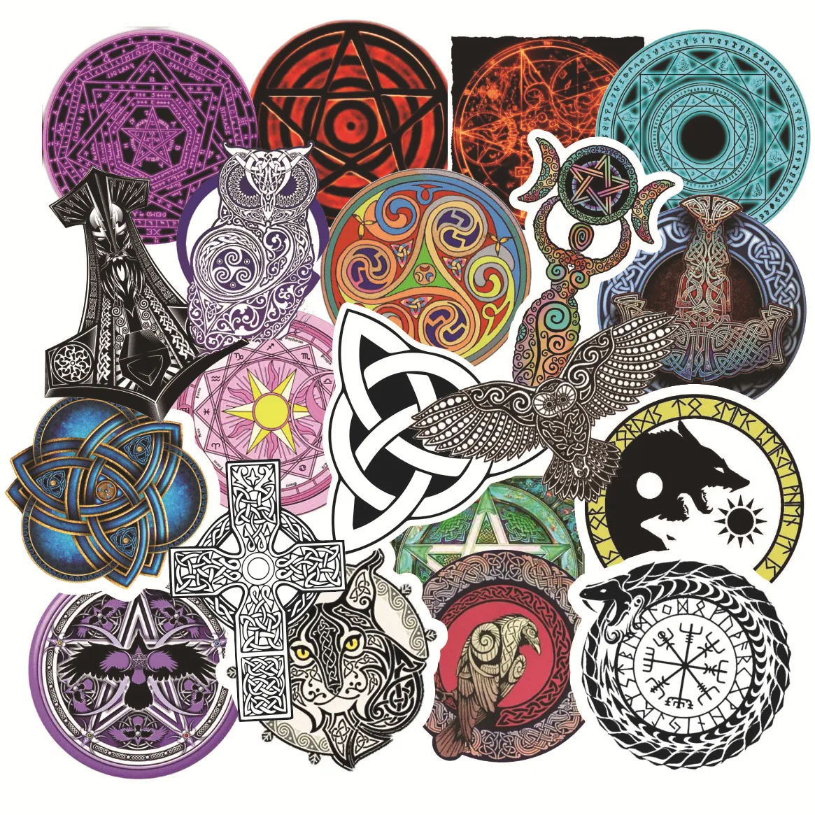 50pcs Mysterious Totem Symbol Rune Viking Pirates Style Stickers Toys for Mobile Phone Laptop Suitcase Skateboard Decal Stickers
