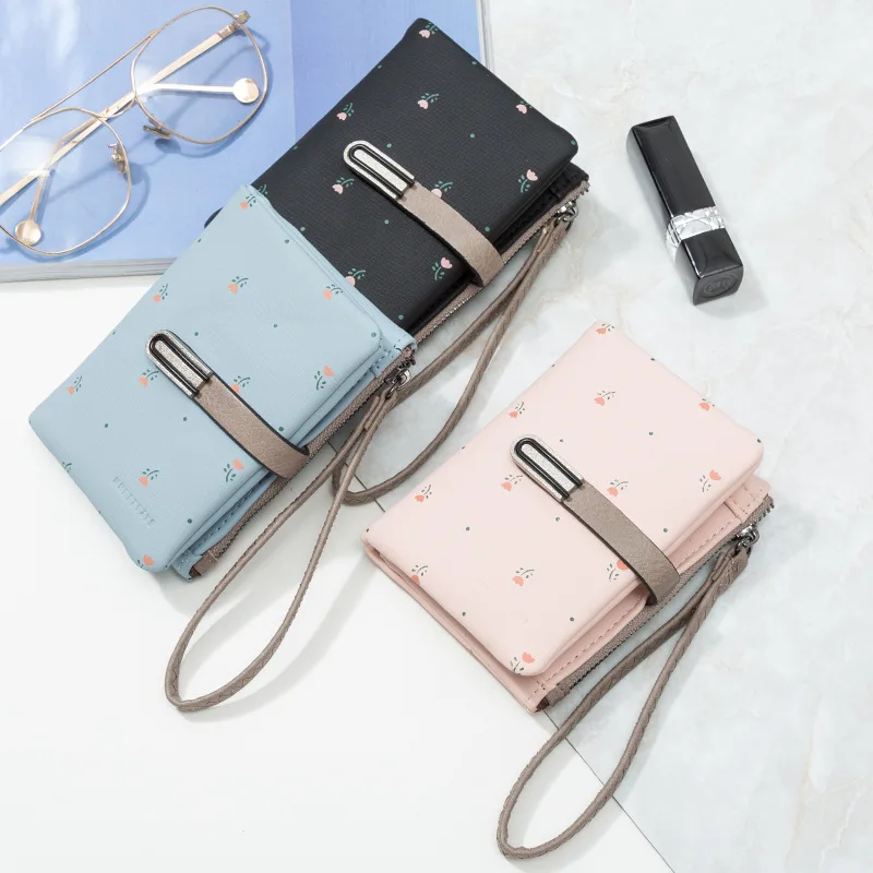 

Short women's cute small fresh and simple printed soft face multi-card pocket wallet