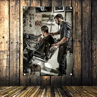 tattoo barber shop shaving poster banner flag vintage tapestry hanging painting wall hanging tapestry hairdressers home decor