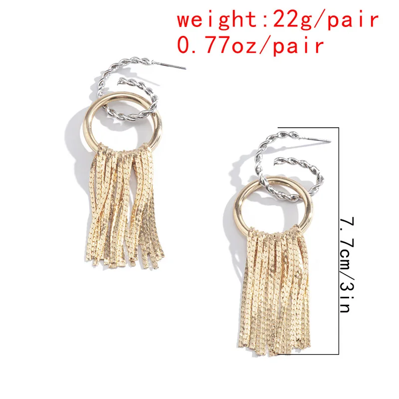 

AE-CANFLY 2020 Europe America New Fashion Bohemian Tassel Pendant Earrings Woman Retro Simple Geometric Round Dangle Earrings