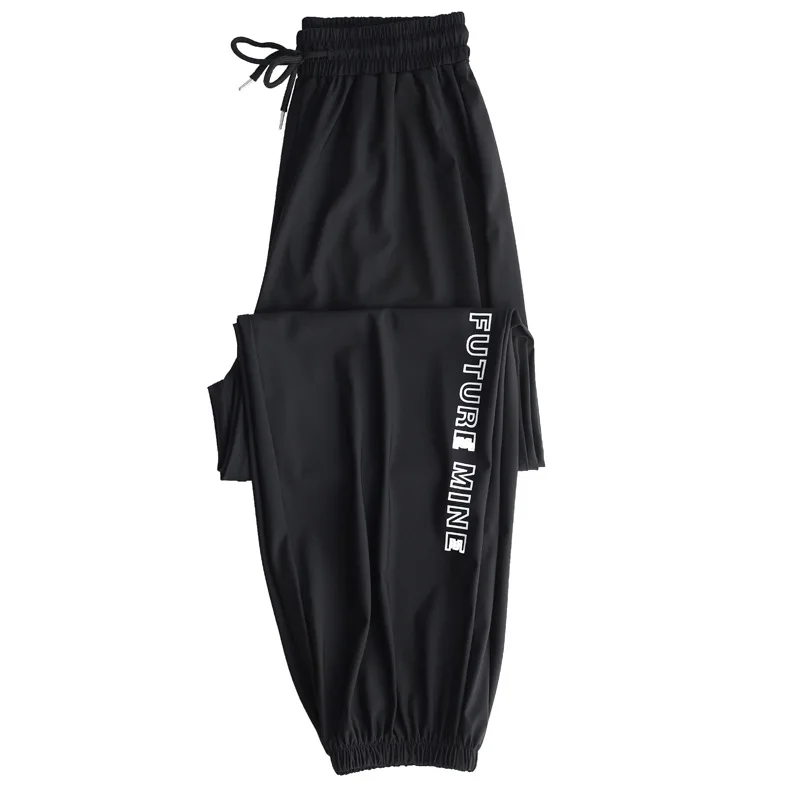 

Drawstring Sweatpants 2021 Ice Silk Ladies Sports Casual Pants Summer Women's New Loose Harem Pants Women's Lantern Beam Pants
