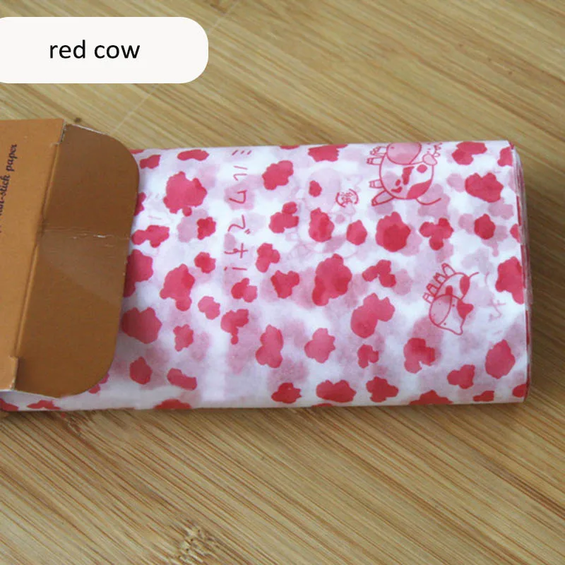 red cow 50 шт. пищевая вощеная бумага обертки пищевая смазка бумажные инструменты для выпечки хлеб бургер фри посылка оберточная бумага - Цвет: red cow
