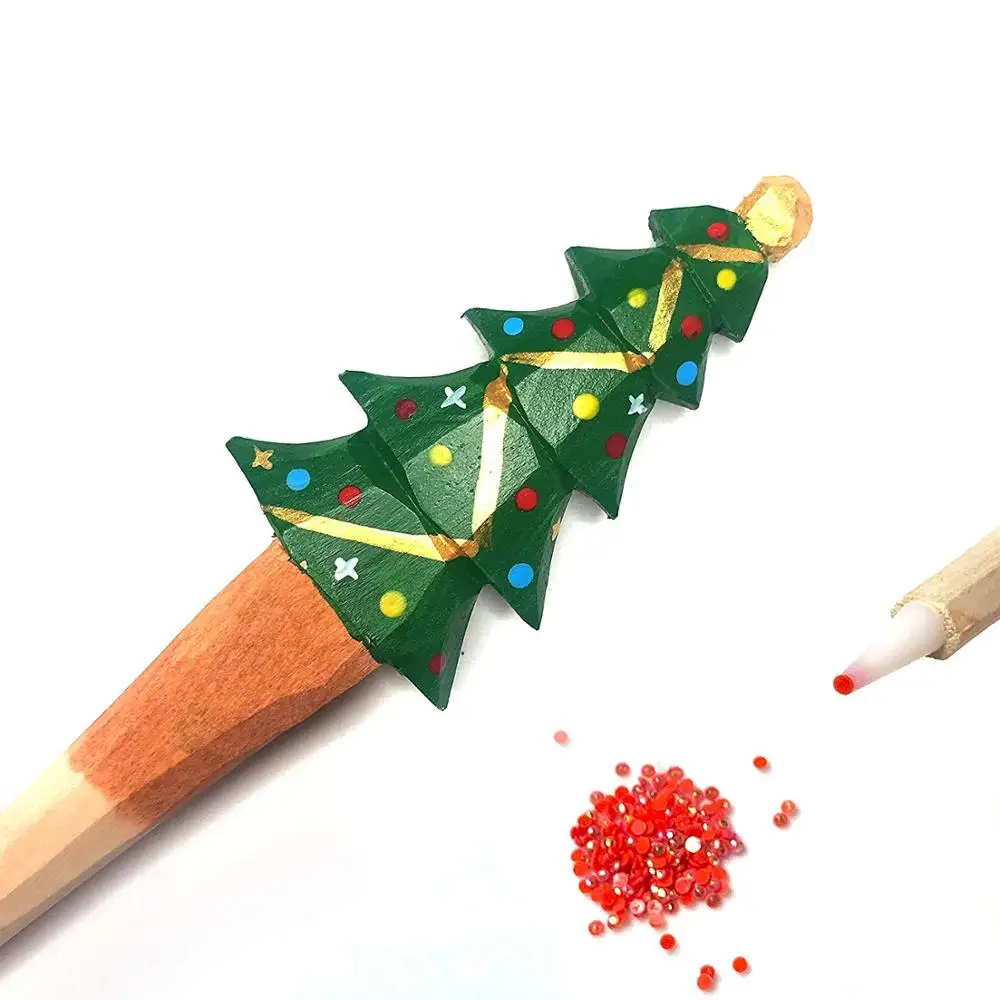 5D Diamond Painting Wooden Drill Pen Straightener Tips Christmas Tree Design Point Rhinestones Pens Embroidery Tools | Дом и сад