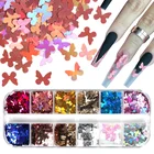 Голографический блеск 5 мм в форме бабочки, лазерная Золотая Серебряная пайетка, хлопья, лак для маникюра, украшения для ногтевого дизайна