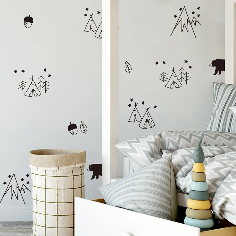 Палатка для кемпинга в скандинавском стиле наклейка дома детская комната