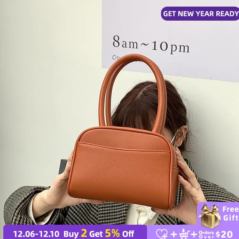 

Модные дамские сумочки с рисунком личи и ручками, однотонная женская сумка из искусственной кожи на плечо, простая женская маленькая квадра...