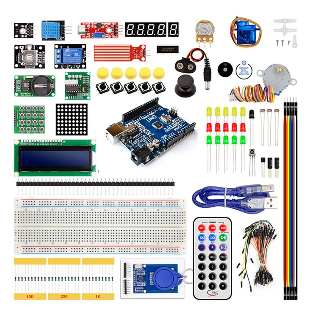 Обновленная расширенная версия стартовый набор Rfid Обучающий Lcd 1602 для Arduino Uno R3