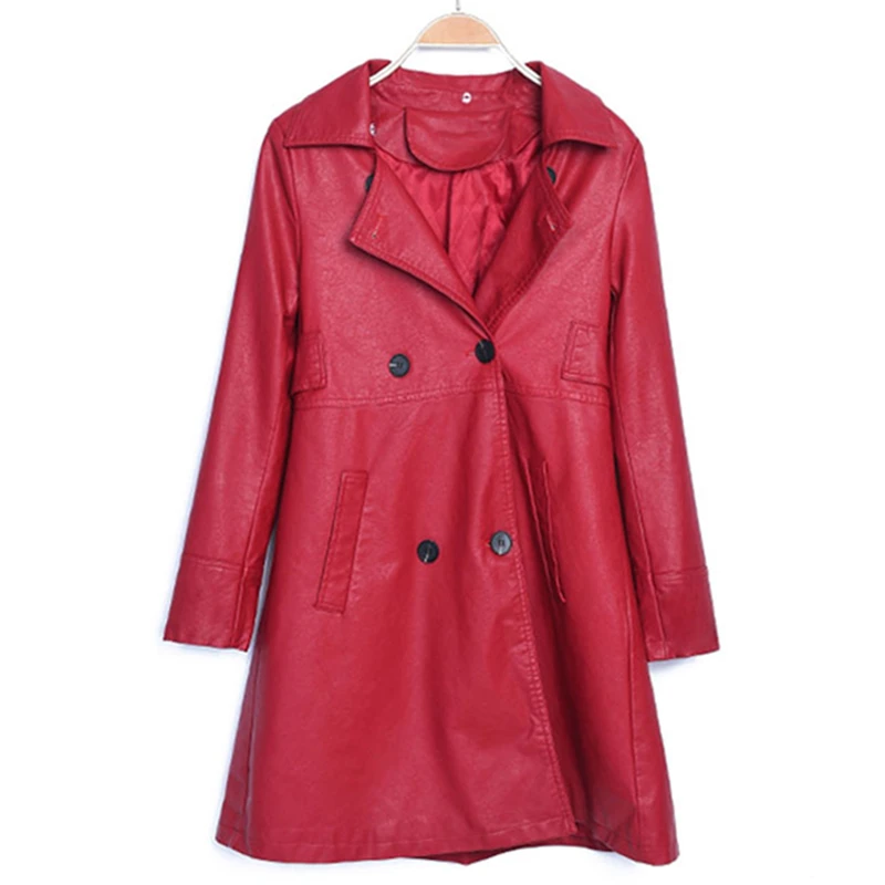 

Autumn Woman Spring New Fashion Double-breasted Women V-Neck Long sleeves Plus Size Overcoat Female Parka Loose Wind coat C 902