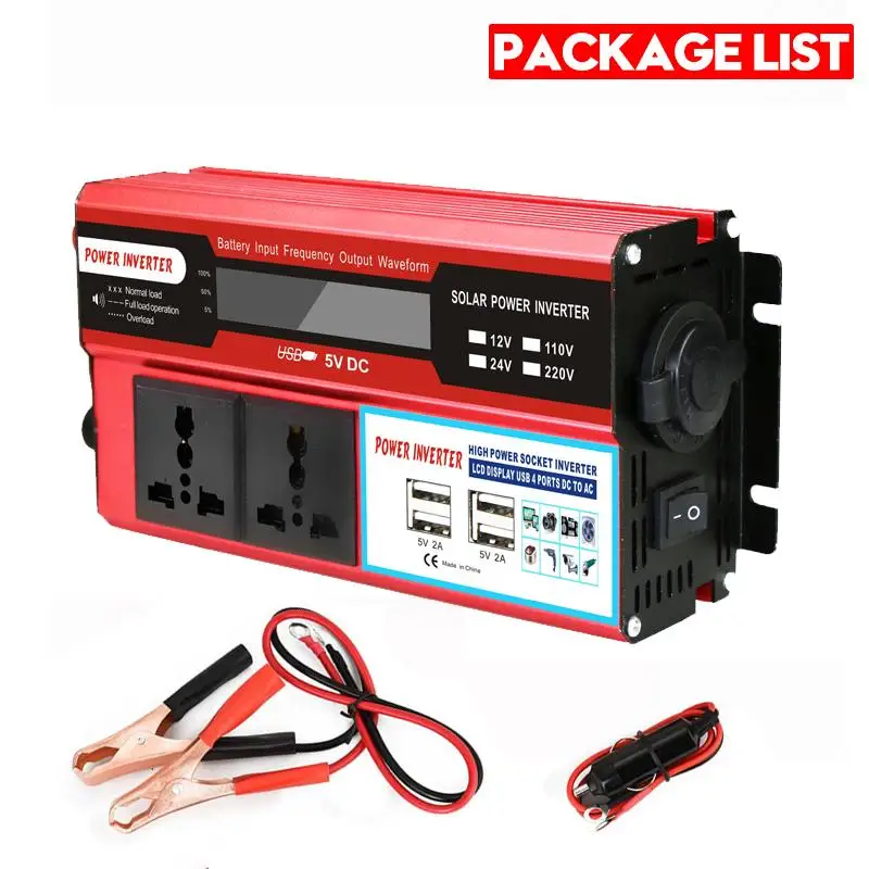 

6000W Peak Solar Power Inverter 12V/24V 220V/110V USB LED Modified Sine Wave Voltage Transformer Car Adapter Charge Converter